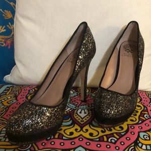 Vince Camuto Black and silver pumps worn once